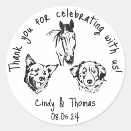 Modern Chic Custom Funny Pet Wedding Favor Runder Aufkleber
