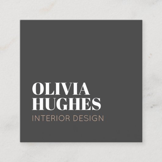 Modern Chic Dark Grey White Brown QR code Quadratische Visitenkarte (Vorderseite)