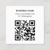 Modern Chic Dark Grey White Brown QR code Quadratische Visitenkarte (Rückseite)