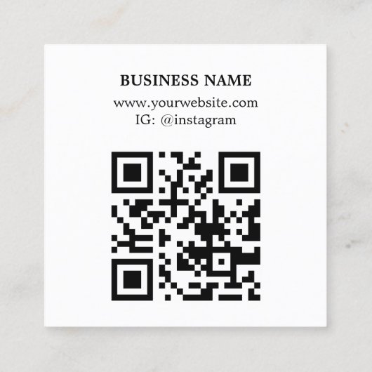 Modern Chic Dark Grey White Brown QR code Quadratische Visitenkarte (Rückseite)