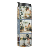 Modern Chic Dusty Blue Mit Monogramm & Foto Collag Thermosbecher (Nach rechts gedreht)