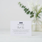 Modern Chic Dusty Blue Oh Boy Bogen Danke Begleitkarte (Stehend Vorderseite)