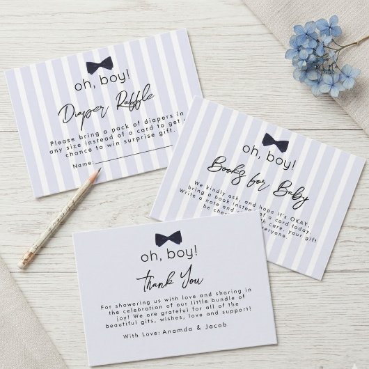 Modern Chic Dusty Blue Oh Boy Bogen Danke Begleitkarte