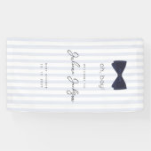 Modern Chic Dusty Blue Oh Boy Bow Willkommen Banner (Horizontal)