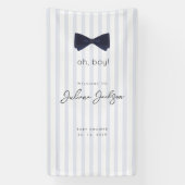 Modern Chic Dusty Blue Oh Boy Bow Willkommen Banner (Vertikal)