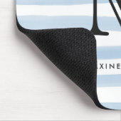 Modern Chic Dusty Blue Watercolor Streifen Monogra Mousepad (Ecke)