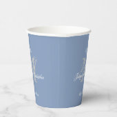 Modern Chic Dusty Blue Wedding Monogram + Name Pappbecher (Rechts)