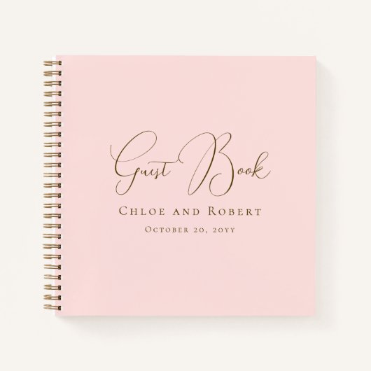 Modern Chic Elegant Blush Pink Wedding Guest Book Notizblock (Vorderseite)