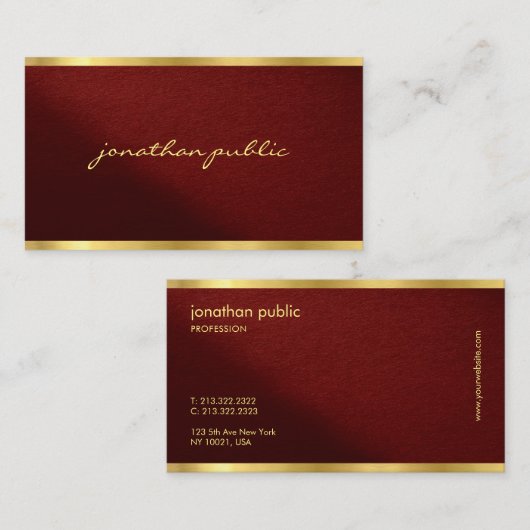 Modern Chic Elegant Gold Text Typography Script Visitenkarte (Vorne/Hinten)