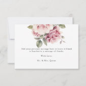 Modern Chic Elegant Romantic Pink Rose Wedding Dankeskarte (Rückseite)