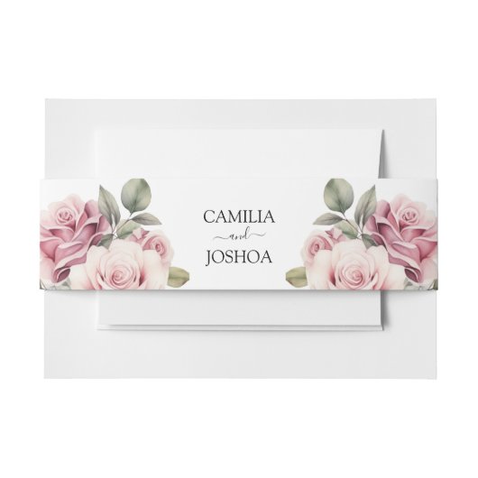 Modern Chic Elegant Romantic Pink Rose Wedding Einladungsbanderole (Vorderseite Beispiel)