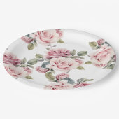 Modern Chic Elegant Romantic Pink Rose Wedding Pappteller (Schrägansicht)