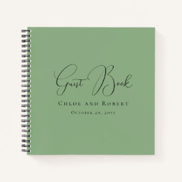 Modern Chic Elegant Sage Green Wedding Guest Book Notizblock