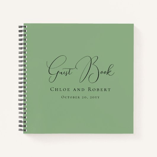 Modern Chic Elegant Sage Green Wedding Guest Book Notizblock (Vorderseite)