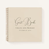 Modern Chic Elegant Sandy Beige Wedding Guest Book Notizblock (Vorderseite)