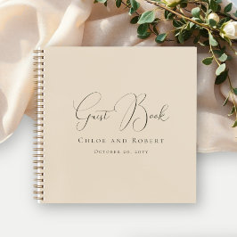 Modern Chic Elegant Sandy Beige Wedding Guest Book Notizblock