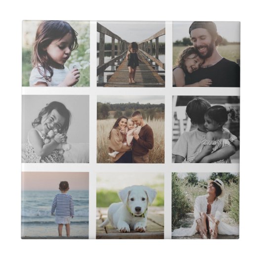 Modern Chic Family Foto Collage Trendy halten Fliese (Vorderseite)