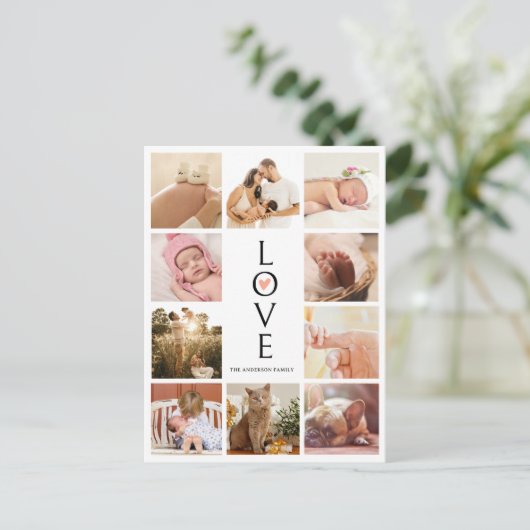 Modern Chic Foto Collage Liebe Baby Dusche Danke U Postkarte (Stehend Vorderseite)