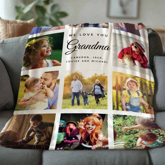 Modern Chic Foto Collage Oma Familie wahren Sherpadecke