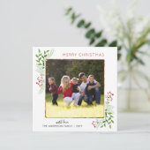 Modern Chic Frohe Weihnachten Blätter Berries Foto (Stehend Vorderseite)