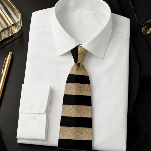modern chic geometric black and gold stric krawatte
