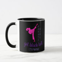 Modern Chic Girly Black Pink Silhouette Karate
