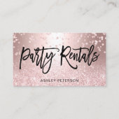Modern Chic Glam Rose Gold Glitter Party Rentals Visitenkarte (Vorderseite)