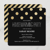 Modern Chic Glitzer Gold Black Housewarming Party Einladung (Vorne/Hinten)