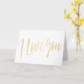 Modern Chic Gold Calligraphy "I love you" Karte (Gelbe Blume)