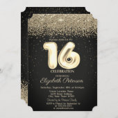 Modern Chic Gold Diamonds Confetti Sweet 16 Einladung (Vorne/Hinten)