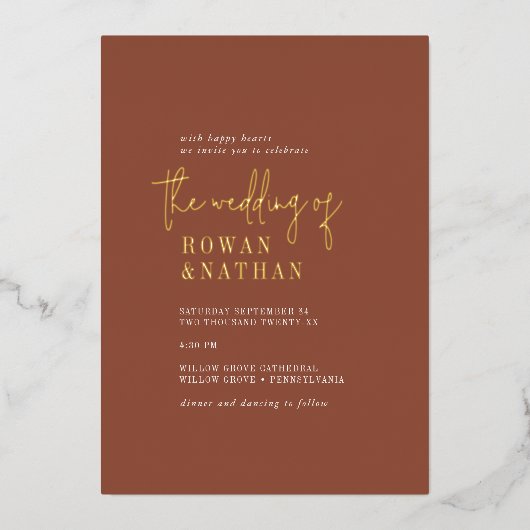 Modern Chic Gold Foil Parco Civico-Ciani Foto Folieneinladung (Vorderseite)