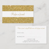 Modern Chic Gold Glitzer Script Empfehlungskarte (Vorne/Hinten)