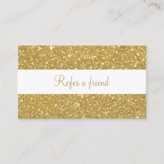 Modern Chic Gold Glitzer Script Empfehlungskarte (Vorderseite)