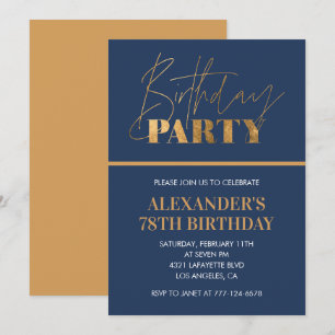 Modern Chic Gold Navy blauen 78. Geburtstagsparty Einladung