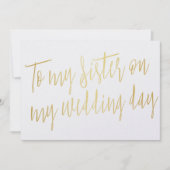 Modern Chic Gold "To my sister on my wedday" Einladung (Vorderseite)