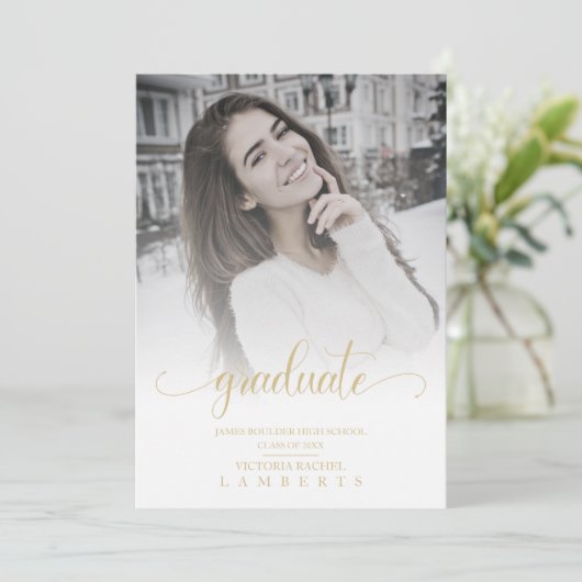 Modern Chic Gold Typography Script Graduate School (Stehend Vorderseite)