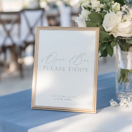 Modern Chic Green & White Open Bar Wedding Sign