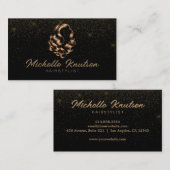 Modern Chic Hair Stylist Beauty Salon Black Gold Visitenkarte (Vorne/Hinten)