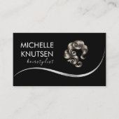 Modern Chic Hair Stylist Beauty Salon Black Silver Visitenkarte (Vorderseite)