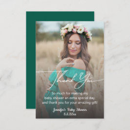 modern chic handwriting baby shower faded photo dankeskarte