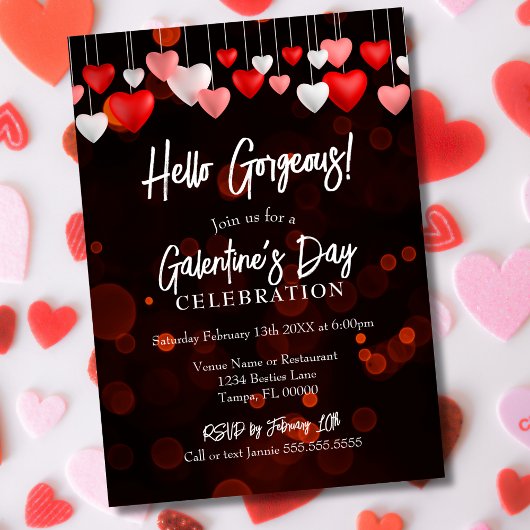 Modern Chic Hello Gorgeous Galentine's Day Party Einladung