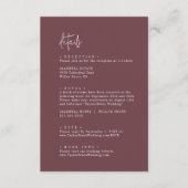 Modern Chic Herbst Burgund Hochzeit Details Begleitkarte (Vorderseite)