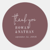 Modern Chic Herbst Burgundy Danke Stickers (Vorderseite)