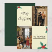 Modern Chic Holly Berries Frohe Weihnachten 2 Foto (Vorne/Hinten)