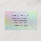 Modern Chic Holographic Opal Stone Business Card Visitenkarte (Rückseite)