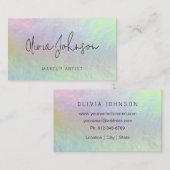 Modern Chic Holographic Opal Stone Business Card Visitenkarte (Vorne/Hinten)