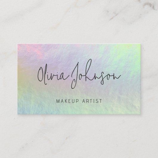 Modern Chic Holographic Opal Stone Business Card Visitenkarte (Vorderseite)
