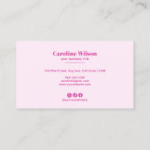 Modern Chic Hot Pink Berufliches Foto Girly Visitenkarte (Rückseite)