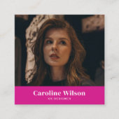 Modern Chic Hot Pink QR Code Foto Girl Quadratische Visitenkarte (Vorderseite)