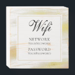 Modern Chic Imitate Gold Glitzer Wifi Kennwort Holzkisten Schild<br><div class="desc">Dieses moderne Design besticht durch einen eleganten Rahmen aus vergoldeten Imitaten,  die mit Glitzer versehen sind. Personalisiert mit Ihren WiFi-Passwort-Details,  indem Sie den Text in der Textbox zur Verfügung gestellt. #wifi #business #beachhouse #rentalhome #rentalproperty #cafesign #gold #Glitzer #restaurantsign #beachhousedecor #cafe #sign #decor #homedecor #officedecor</div>